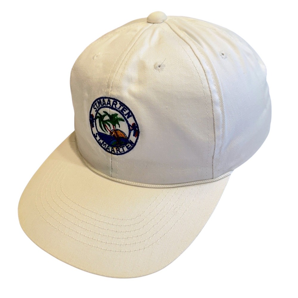 St Maarten Unbranded Snapback Hat‎ Baseball Cap Mens OSFM White Cotton